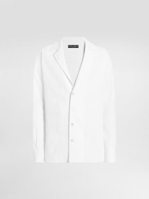 Long-sleeved V-neck shirt in linen fabric