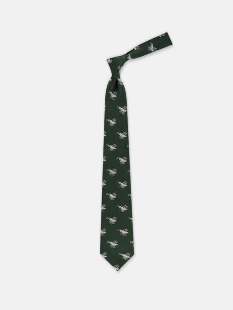 MADE-IN-ENGLAND DARK GREEN WITH SILVER GRASSHOPPERS CLUB TIE