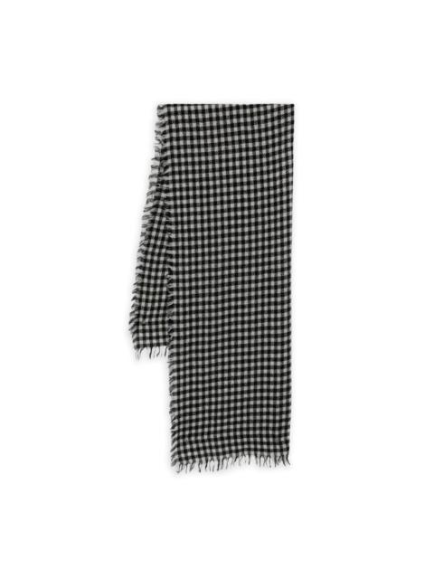 gingham frayed-edge scarf