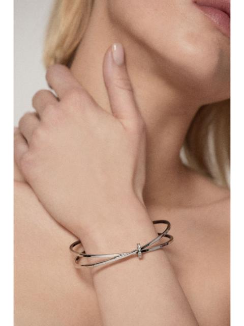 Silver Tone Oval Pavé Chain Bangle