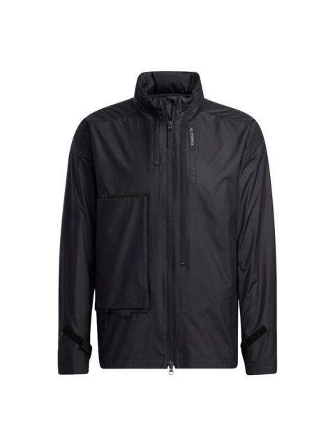 adidas Solid Color Athletic Hooded Zipper Jacket 'Black' H13868