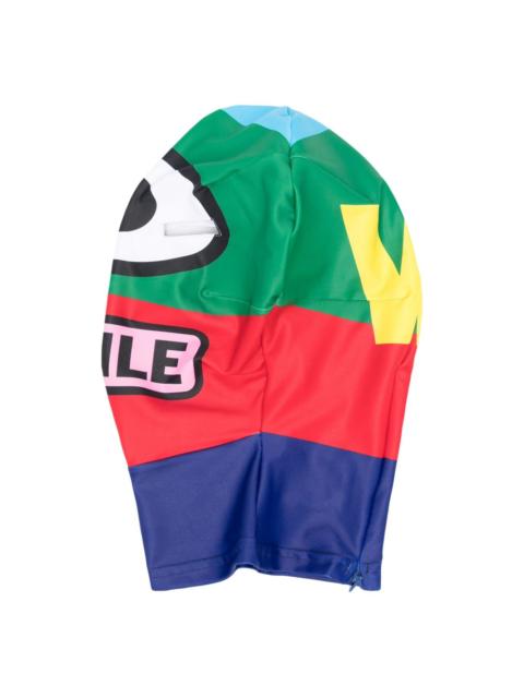 graphic-print colour-block face mask