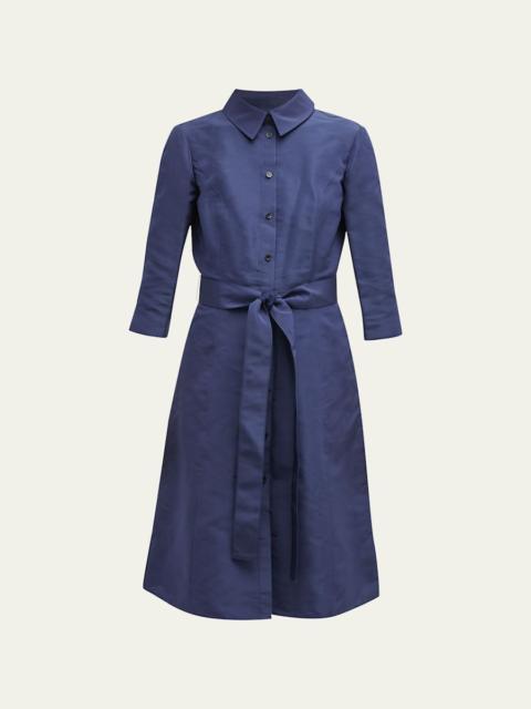 Faille 3/4-Sleeve Shirtdress