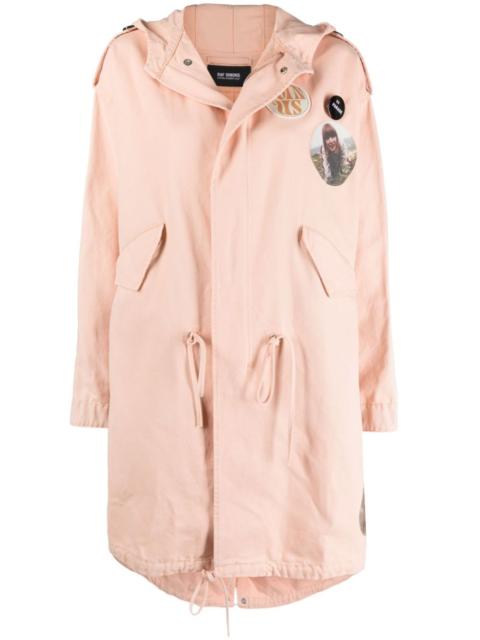 photograph-print hooded coat