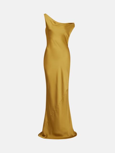 Maria asymmetric crêpe satin gown