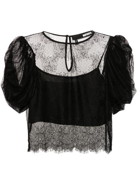 puff-sleeves lace blouse