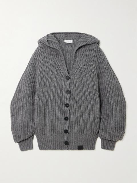 Hooded Ribbed Recycled-cashmere And Wool-blend Cardigan