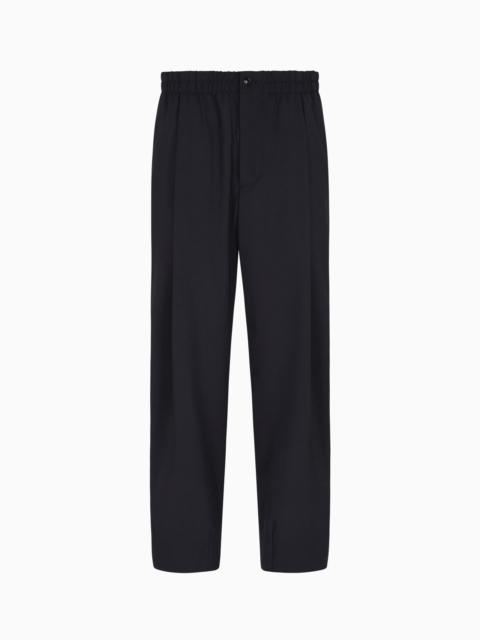SINGLE-PLEAT LIGHTWEIGHT WOOL-CANVAS TROUSERS