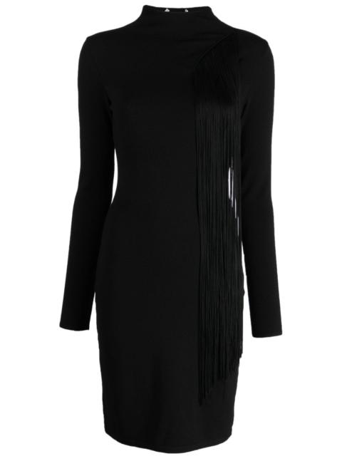 asymmetric fringed knitted dress