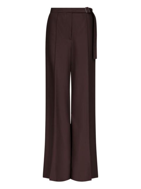 pleated buckle-fastening trousers