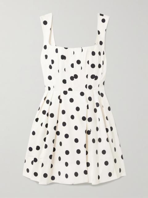 Maisie Pleated Polka-dot Cotton-blend Poplin Mini Dress