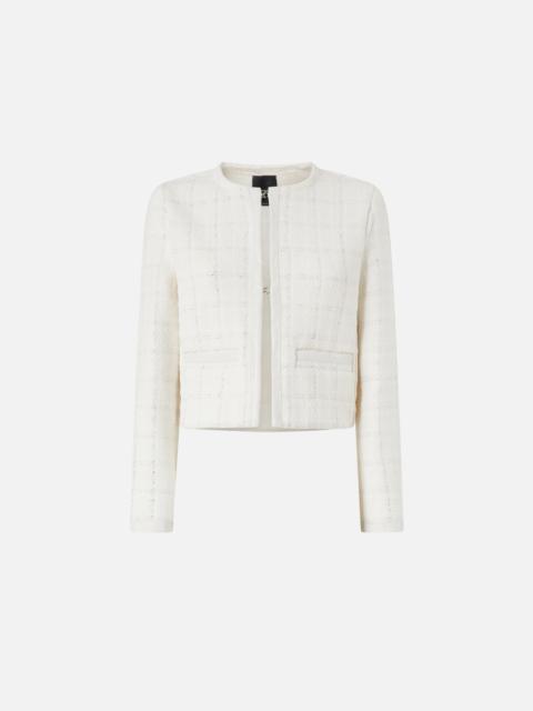 SMALL OPEN JACKET IN TWEED AND FAUX LEATHER