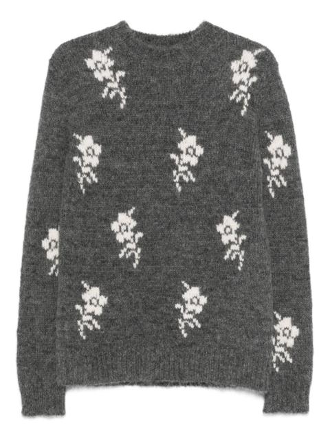 floral-pattern crew-neck sweater