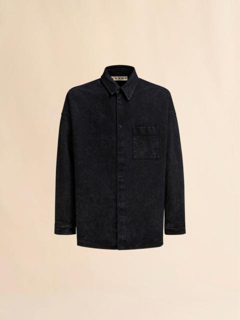 BLACK MARBLE DENIM OVERSIZED SHIRT
