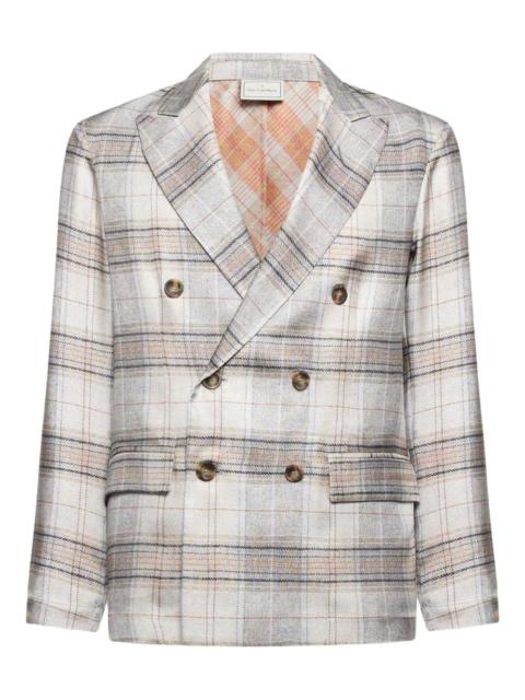 double-breasted checked blazer
