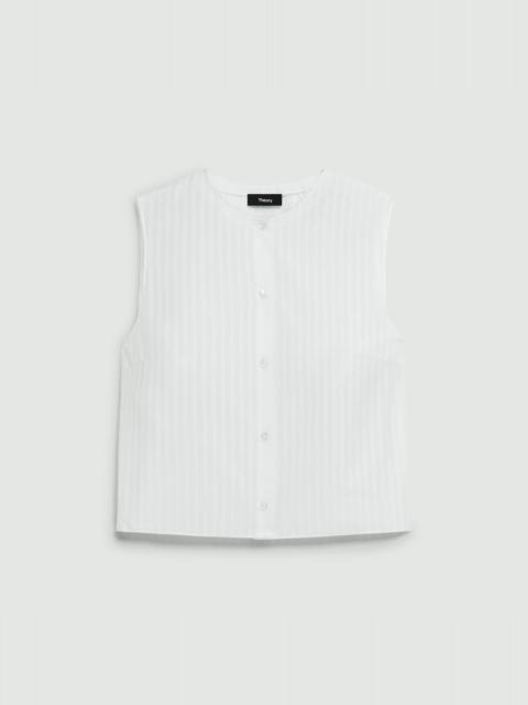 Button-Up Shell Top in Linear Cotton