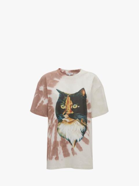 TIE DYE T-SHIRT WITH CAT PRINT