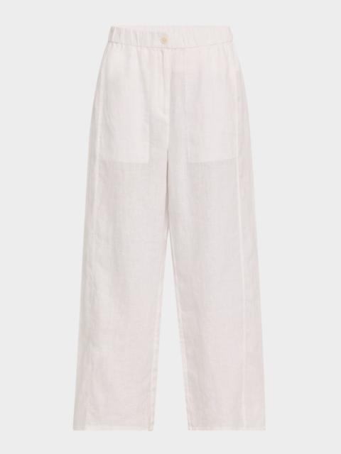 Wide-Leg Organic Linen Ankle Pants