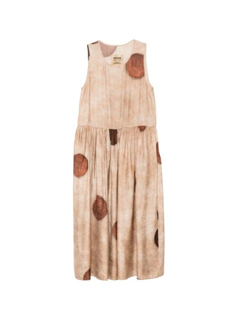 Ardal print gathered midi dress