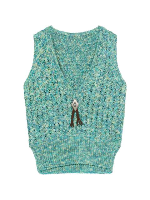 Lizzy knitted front-detail vest