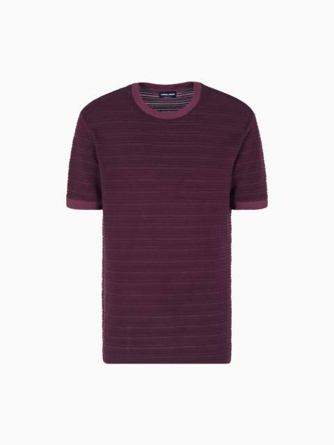 WOOL JERSEY CREW-NECK T-SHIRT WITH A STRIPED MOTIF