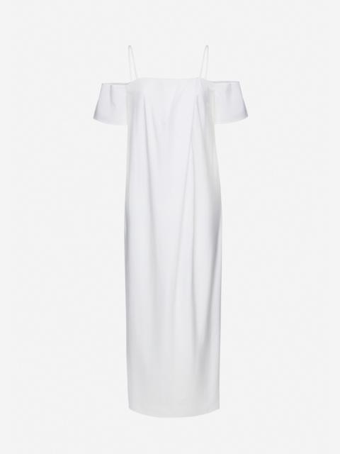 Off-shoulder cotton maxi dress in white