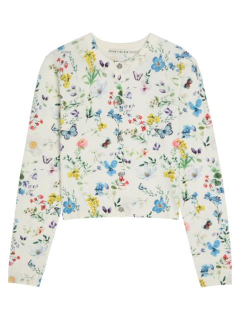 Alice + Olivia Carson Floral Print Stretch-cotton Cardigan