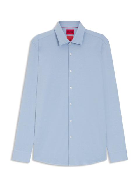 MELANGE SLIM-FIT SHIRT IN COTTON-BLEND JERSEY