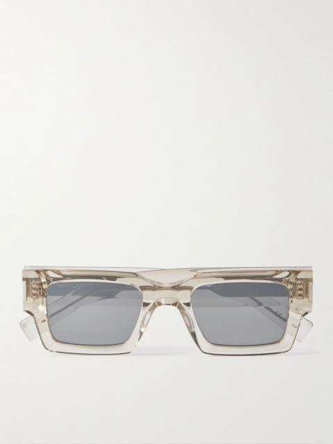 Rectangular-Frame Acetate Sunglasses Beige