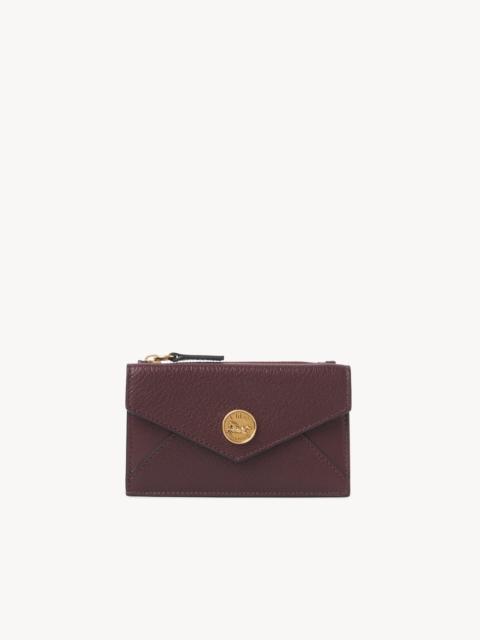 SMALL ENVELOPE PURSE WITH CARD SLOTS IN GRAINED LEATHER