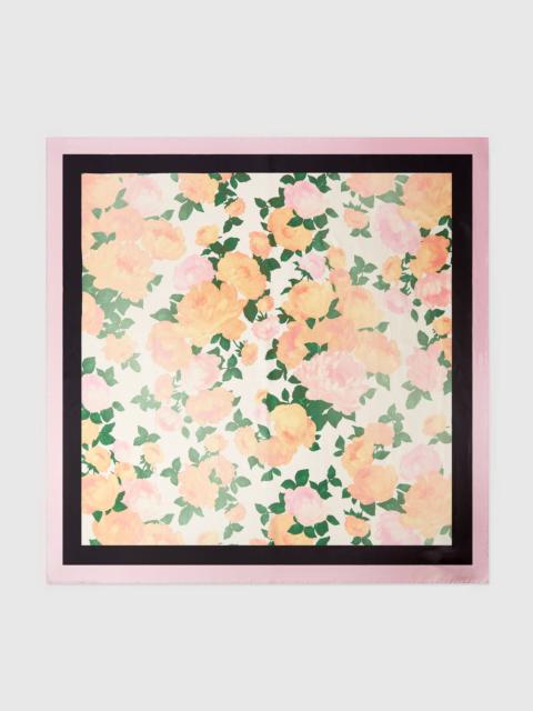 Peony Print Square Scarf