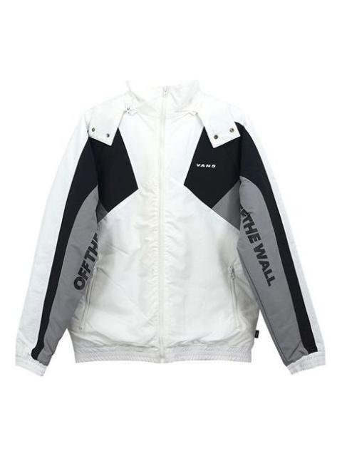 Men's Vans Contrast Color Stitching hooded Athleisure Casual Sports Jacket White VN0A49K2YB2
