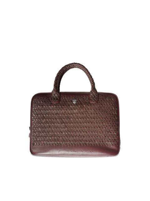 woven-leather laptop bag