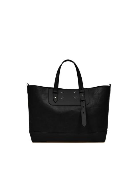 black leather tote bag