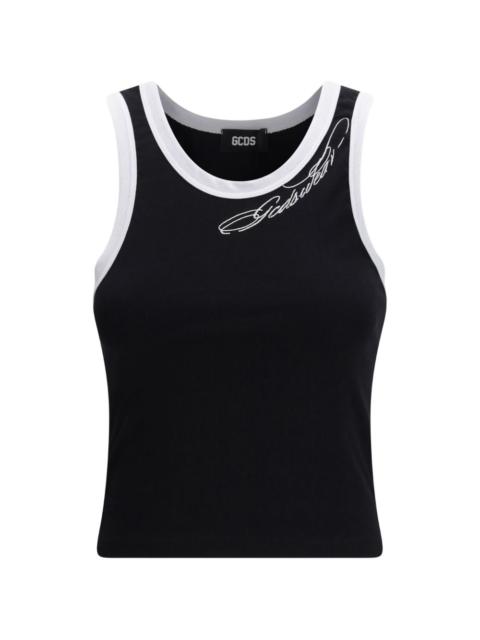 contrast-trim tattoo tank top