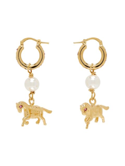 Gold-Plated Horse Charm Earrings