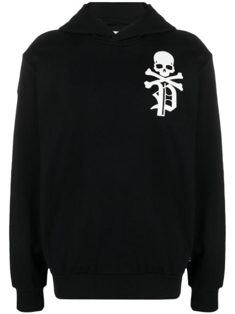 Gothic Plein logo-flocked cotton hoodie