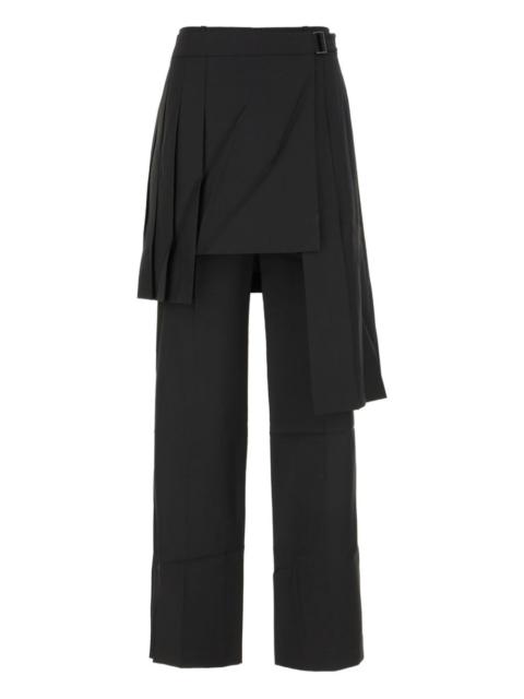 pleated overlay-skirt detail straight trousers