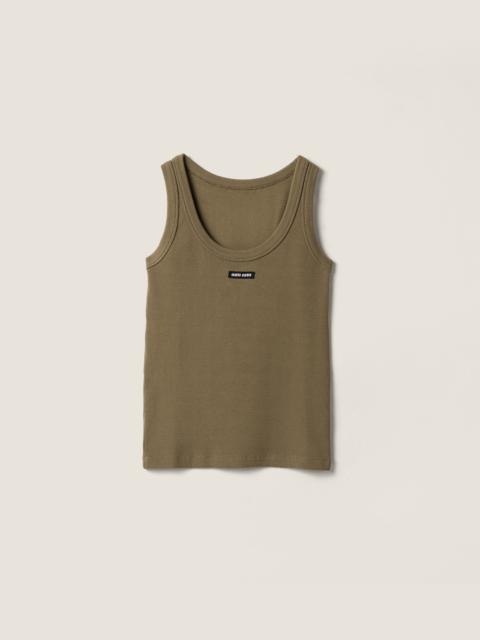 Garment-dyed ribbed knit jersey top