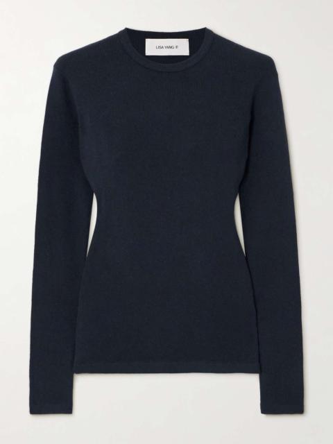 Vivian cotton and cashmere-blend T-shirt Navy