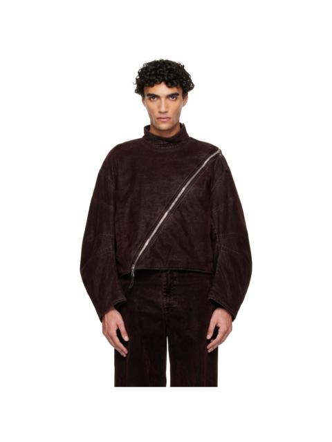 Brown Minimal Moto Jacket