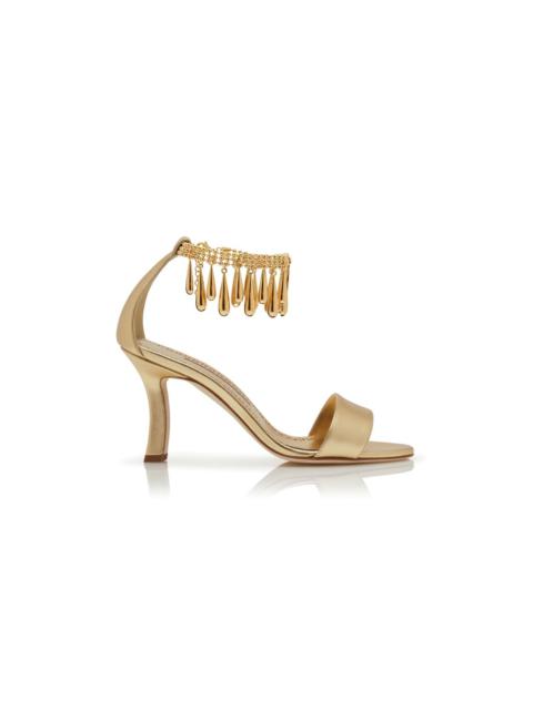 Gold Nappa Leather Embellished Sandals