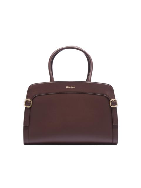 Dark brown leather handbag