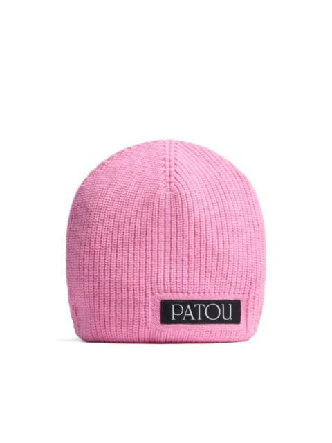 logo-appliqué ribbed-knit beanie