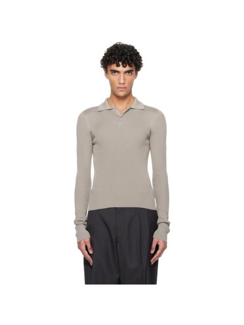 Gray Fine Rib Silk Polo