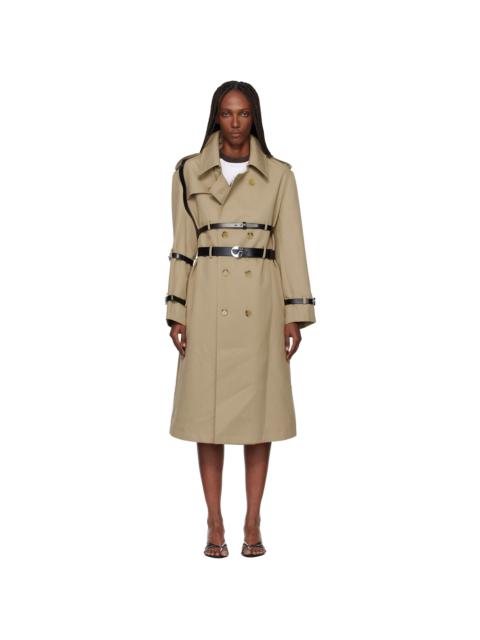 Beige Multi Belt Trench Coat