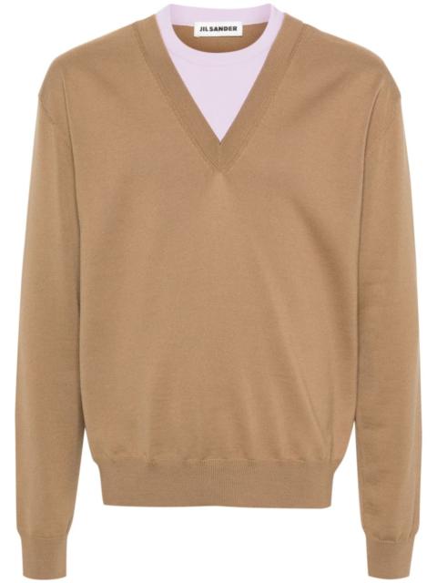 layered V-neck jumper