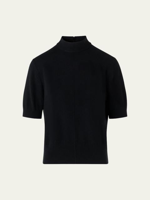 Mock-Neck Short-Sleeve Cashmere Sweater