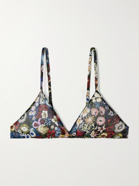 Talita Floral-print Silk-chiffon Triangle Bra
