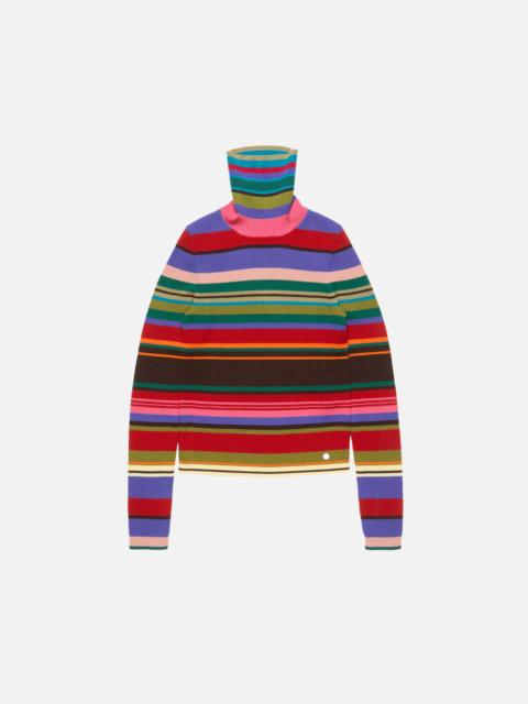 Striped wool turtleneck - Red/purple